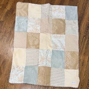 Glenna Jean Central Park Elegant Patchwork Quilt in Blue and Tan